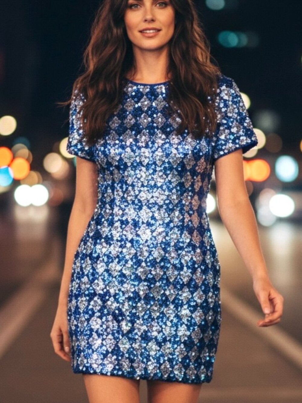 A.J. Bari Vintage 80's Silk/Sequin Short Sleeve Dress 4